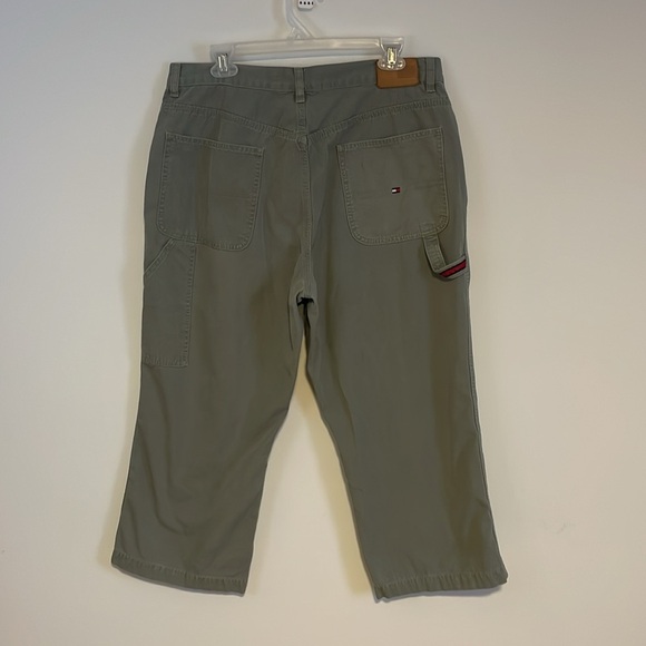 VTG Tommy Hilfiger Carpenter Pants 14 Green Crop ‘02 Y2K Olive Casual Loose Fit - Picture 7 of 16
